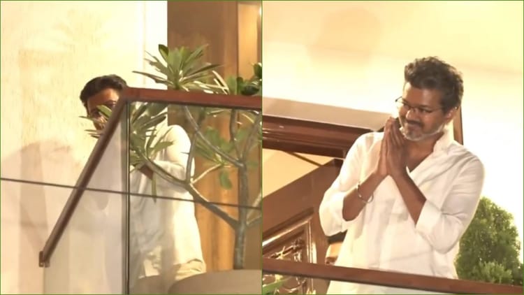Thalapathy Vijay:पिता के घर पहुंचकर विजय ने बजाई सीटी, बालकनी से फैंस का किया अभिवादन